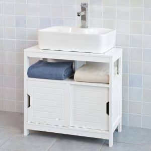 Badeværelsesskab med plads til håndvask, hvid