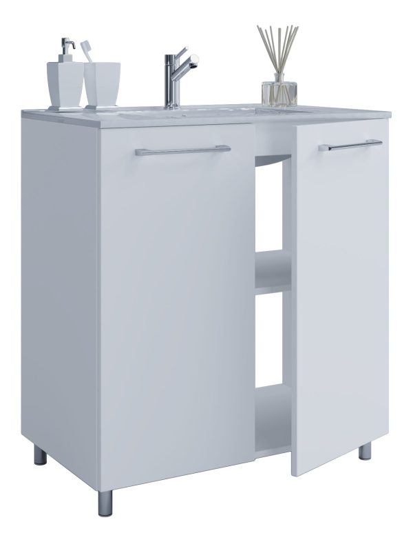 Håndvaskskab med håndvask - badeværelsesmøbelsæt - 60Cm 2 Døre