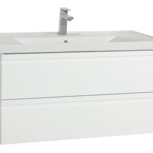 Badeværelsessæt med underskab og håndvask, H. 54 x b. 100 x d. 46 cm, hvid