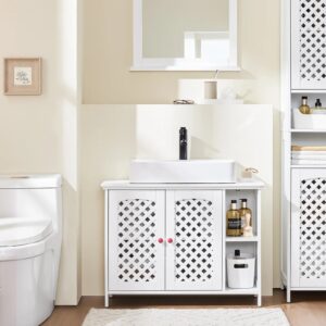 Underskab til håndvask: smart badeværelsesopbevaring med justerbare hylder, 80 x 31,5 x 60,5 cm, hvid