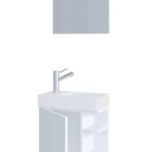 Badeværelsessæt med underskab, håndvask og vægspejl, hvid