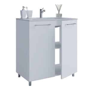 badeværelsesmøbelsæt, m. ben - keramik og hvid melamin