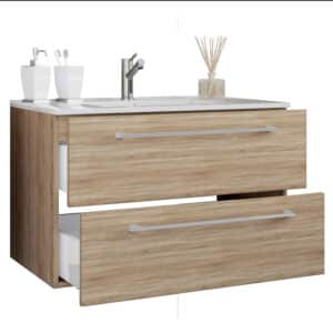 badeværelsesmøbelsæt - keramik og natur melamin