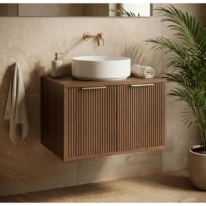 Underskab til håndvask i MDF H36 x B60 x D47 cm - Brun/Børstet guld
