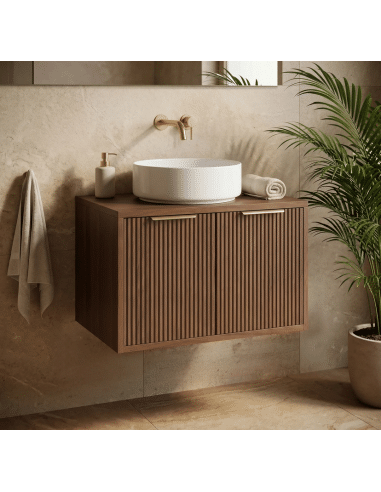 Underskab til håndvask i MDF H36 x B60 x D47 cm - Brun/Børstet guld