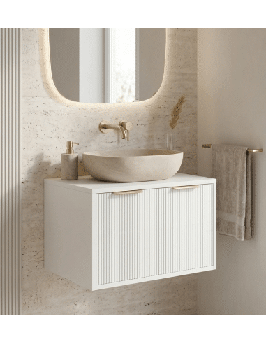 Underskab til håndvask i MDF H36 x B60 x D47 cm - Hvid/Børstet guld