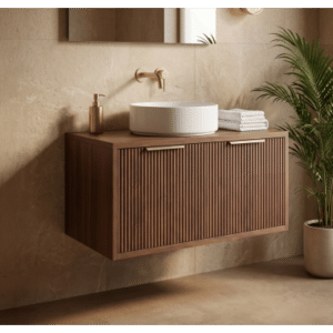 Underskab til håndvask i MDF H36 x B80 x D47 cm - Brun/Børstet guld