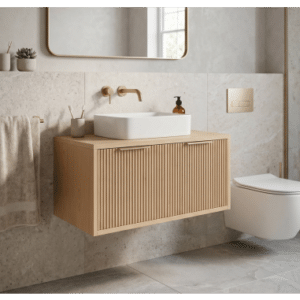 Underskab til håndvask i MDF H36 x B80 x D47 cm - Natur/Børstet guld