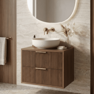 Underskab til håndvask i MDF H48 x B60 x D47 cm - Brun/Børstet guld