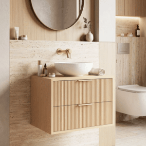 Underskab til håndvask i MDF H48 x B60 x D47 cm - Natur/Børstet guld