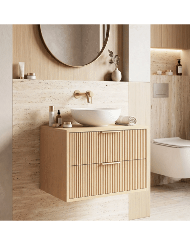 Underskab til håndvask i MDF H48 x B60 x D47 cm - Natur/Børstet guld