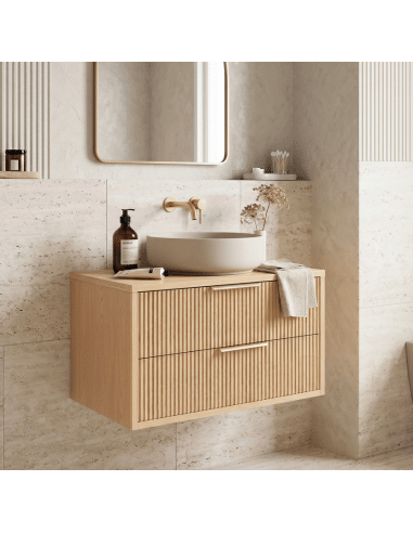 Underskab til håndvask i MDF H48 x B80 x D47 cm - Natur/Børstet guld